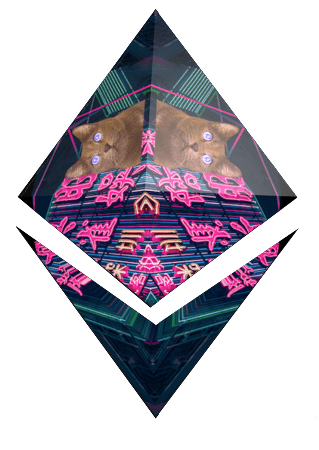Grafica del glifo ETH con un caleidoscopio di gatti