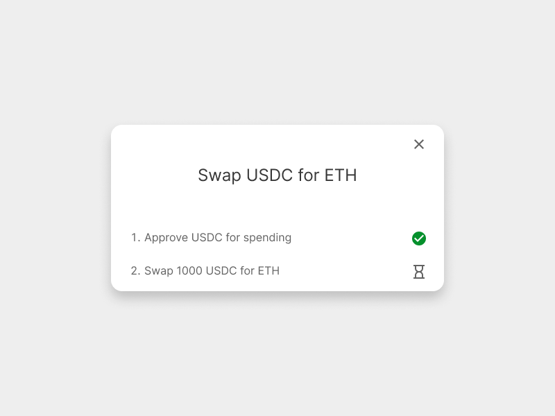 Informare l'utente di ogni passaggio quando scambia token